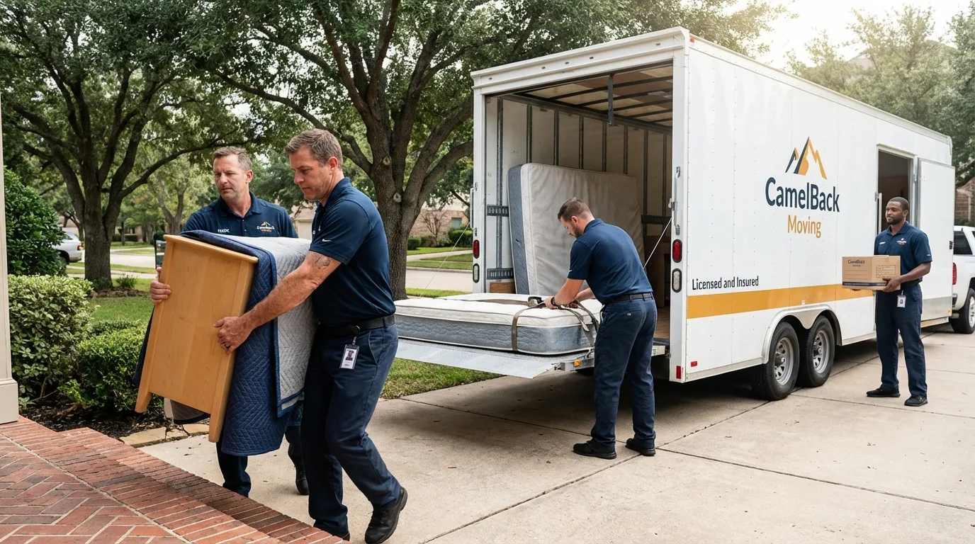 Crew loading residential truck for cross-state move from Ottawa, IL