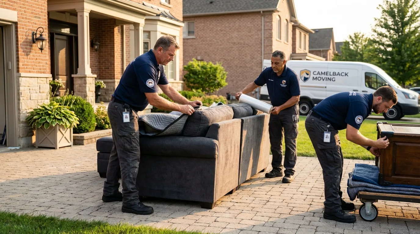 Large estate moving crew wrapping furniture in Ottawa, IL
